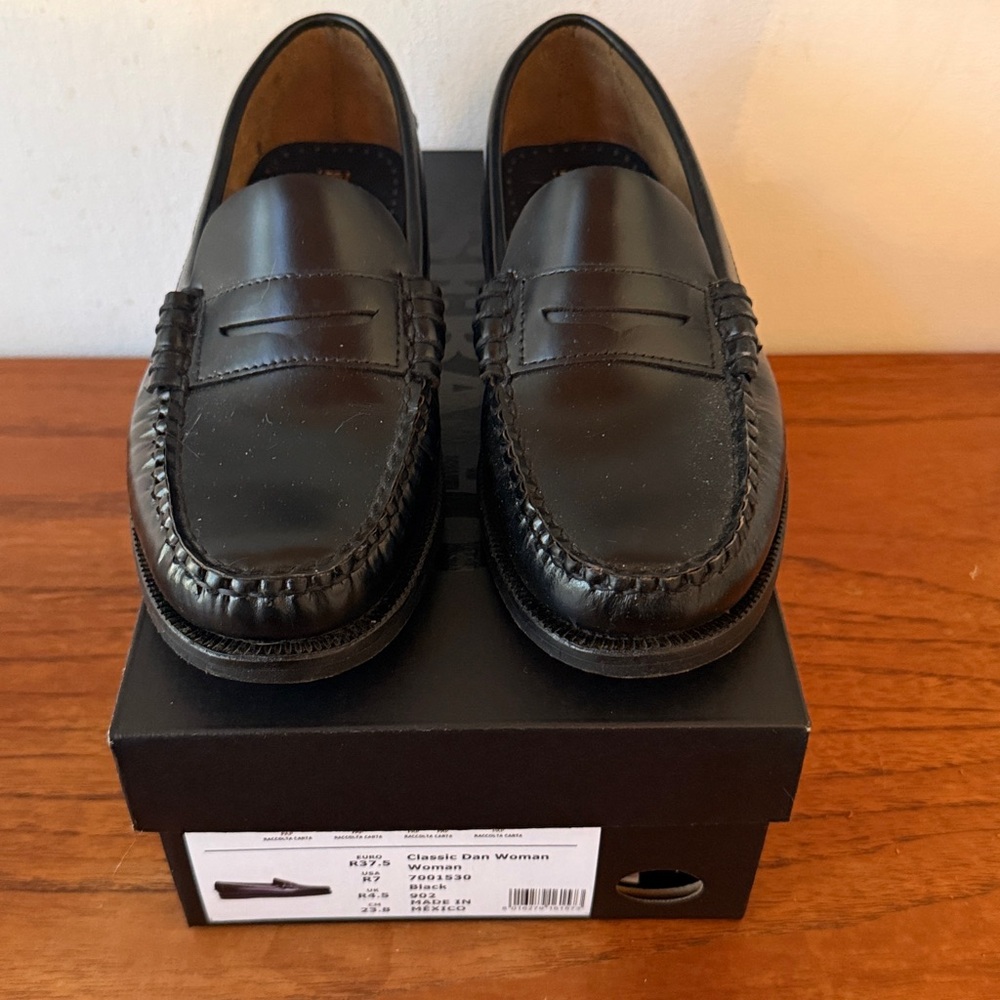 Sebago Classic Dan Black Leather Slip-On Loafers